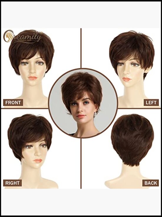 Short Pixie Cut Wigs with Bangs Layered Wavy Hair Synthetic Hair Replacement main image 6